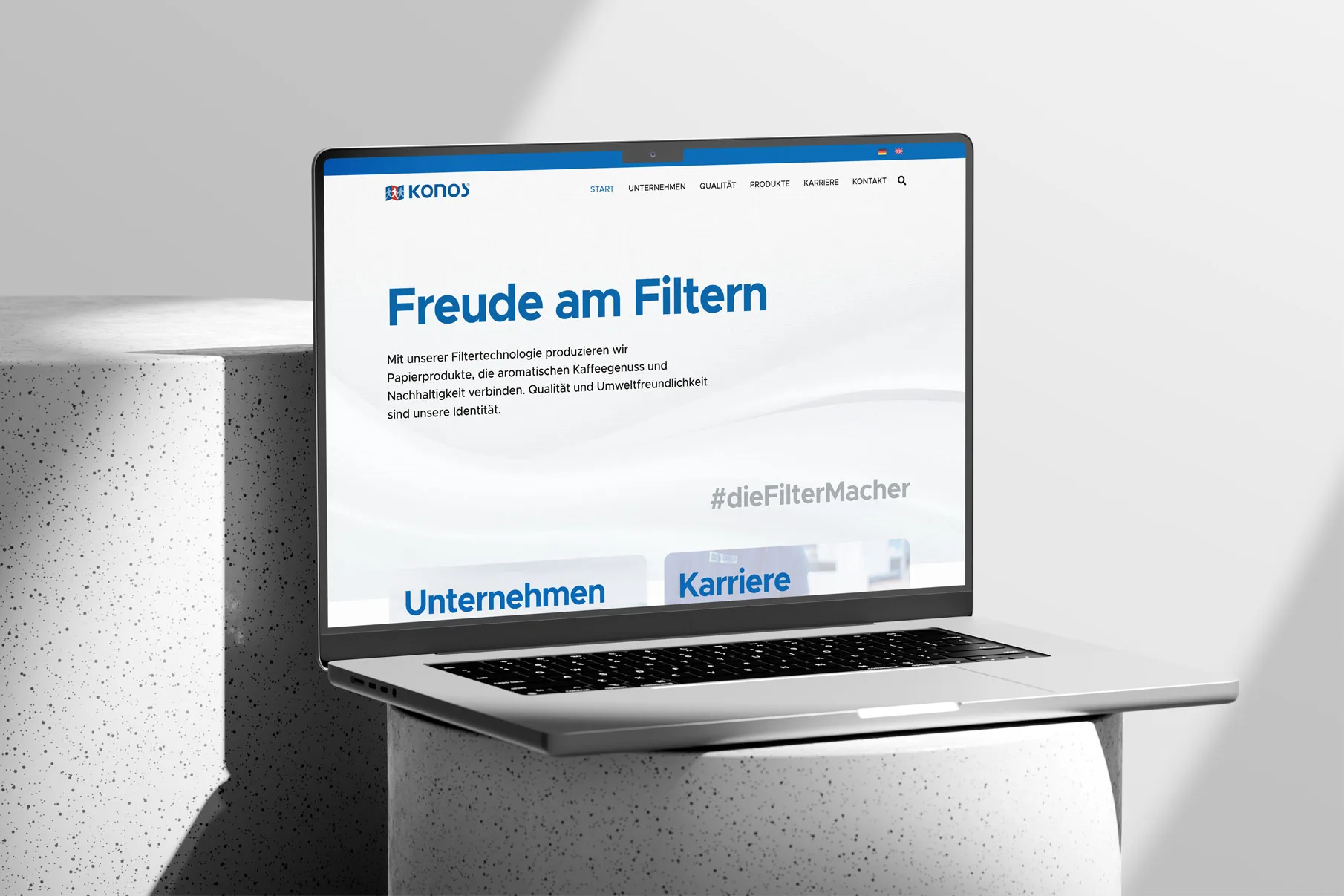 Startseite Konos auf dem Laptop